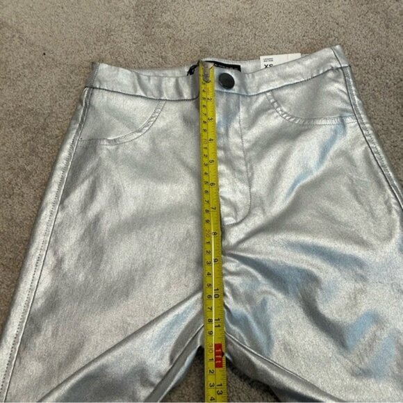 Zara metallic silver liquid foil mid rise slim fit leggings pants Sz XS NWT - Picture 7 of 12